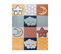 Tapis Yoyo Gd52 Gris / Jaune - Étoiles, Nuages, Patchwork En Peluche Pour Enfants, St 80x150 Cm