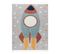 Tapis Yoyo Gd55 Gris / Bleu - Étoiles, La Roquette En Peluche Pour Enfants, Structure 80x150 Cm