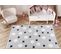 Tapis Yoyo Gd75 Gris / Blanc - Étoiles, Cercles En Peluche Pour Enfants, Structurelle 80x150 Cm