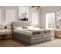 Lit Boxspring 140x200 Cm Louvre Rangement Et Matelas Ressorts Ensachés En Velours Gris Clair