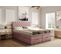 Lit Boxspring 180x200 Cm Louvre Avec Rangement Et Matelas Ressorts Ensachés En Velours Rose