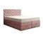 Lit Boxspring 180x200 Cm Louvre Avec Rangement Et Matelas Ressorts Ensachés En Velours Rose