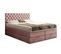 Lit Boxspring 180x200 Cm Louvre Avec Rangement Et Matelas Ressorts Ensachés En Velours Rose