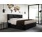 Lit Boxspring 140x200 Cm Verdelux Rangement Et Matelas Ressorts Ensachés En Velours Noir