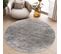 Valley Rond Tapis Poil Court Vintage Beige Gris Clair 100x100cm