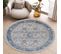 Valley Rond Tapis Poil Court Vintage Beige Gris Clair 80x80cm