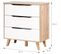 Commode 3 Tiroirs - Décor Chêne Et Blanc Mat - Pieds En Massif - Scandinave L 80 Cm - Vankka