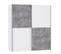 Armoire 2 Portes Coulissantes - Décor Béton Gris Clair Et Blanc - L 170.3 Cm - Ulos