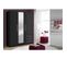 Armoire 3 Portes Battantes Avec Miroir + 3 Tiroirs - Bois Aggloméré - Noir - L144,6 X P60 X H200 Cm