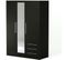 Armoire 3 Portes Battantes Avec Miroir + 3 Tiroirs - Bois Aggloméré - Noir - L144,6 X P60 X H200 Cm