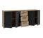 Buffet Pilvi - Décor Chêne Artisan Et Noir - 4 Portes + 3 Tiroirs - L179,2 X P42 X H74,5 Cm