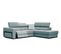 Canapé D'angle Droit Bergo 5 Places Relax Électrique Tissu Bleu Clair Un Coussin Déco