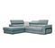 Canapé D'angle Gauche Bergo 5 Places Relax Électrique Tissu Bleu Clair Avec Un Coussin Déco