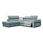 Canapé D'angle Gauche Bergo 5 Places Relax Électrique Tissu Bleu Clair Avec Un Coussin Déco