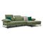 Canapé D'angle Droit 4 Places En Tissu Vert Avec Coussins Déco