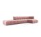 Canapé D'angle Droit Modulable "serena", 5 Places, Rose, Velours