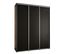 Armoire Davos 1 À Portes Coulissantes 200x45x235.5 Cm - 3 Portes - Noir Et Argent