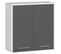 Armoire Salle De Bains Fin Accr. Au Mur Blanche 60 Cm 2 Portes Façade Gris Graphite 2 Étagères