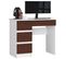 Bureau D'ordinateur Gauche A7 Blanc 90 Cm 4 Tiroirs Façade Wengé 90x50x77 Cm