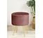 Pouf De Rangement Avec Couvercle Lili Velour Colour Rose Hauteur 45 Cm