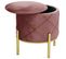 Pouf De Rangement Avec Couvercle Matelassé Savana Velour Colour Rose Hauteur 40 Cm