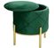 Pouf De Rangement Avec Couvercle Matelassé Savana Velour Colour Vert Bouteille Hauteur 40 Cm