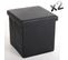 Lot De 2 Poufs Carrés En Polyuréthane Lilo Noir, Dim : H37.5 X P38 X L38 Cm