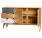 Buffet En Pin Massif Blanc Et Gris, Meuble De Rangement Coloris Naturel - L. 140 X P. 40 X H. 80 Cm