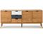 Buffet En Pin Massif Blanc Et Gris, Meuble De Rangement Coloris Naturel - L. 171 X P. 40 X H. 80 Cm