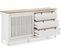 Buffet Bas En Pin Massif Décor Ciré Chêne Et Blanc, Meuble De Rangement - L. 150 X P. 40 X H. 80 Cm