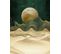 Tableau Avec Photo Imprimée Lune Brillante Dorée Avec Effet Métallique - L. 70 X P. 2 X H. 100 Cm