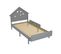 Lit Enfant Maison En Bois Massif 90x200 Cm, Gris