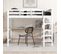 Lit Mezzanine Enfant 140 X 200 Avec Rangements Et Bureau Sous Lit, Blanc