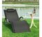 Transat De Jardin Chaise Longue Bain De Soleil Avec Appui-tête- Charge Max 120 Kg Noir, Ogs38-sch