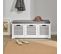 Banc De Rangement Avec Coussin Rembourré Et 3 Cubes, Banquette Confortable, Fsr23-w