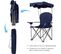 Chaise De Camping Avec Parasol/chaise De Plage Pliante，accoudoirs Portable 120 Kg Bleu