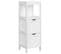 Armoire De Salle De Bain Sur Pied  Avec 2 Tiroirs, 30 X 30 X 89 Cm, Blanc