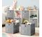 Lot De 6 Cubes De Rangement Pliables Gris En Tissu Non Tissés - H30 Cm