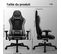 Chaise Gaming Charge 150kg, Fauteuil Bureau Ergonomique, Assise De 56cm, Hauteur, Coussins Réglables