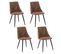 Lot De 4 Chaises De Salle À Manger Industriel Fauteuil Assise Rembourrée En Suédine, Marron