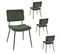 Lot De 4 Chaises De Salle À Manger Avec Dossier Assise Rembourrée En Tissu Pieds En Métal, Vert