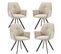 Lot De 4 Chaises Salle À Manger Pivotant Sur 360° Fauteuil Rembourré En Velours Beige 60x62x87.5cm