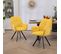 Lot De 2 Chaises Salle à Manger Pivotant Sur 360° Fauteuil Rembourré En Velours Jaune 60x62x87.5cm