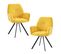 Lot De 2 Chaises Salle à Manger Pivotant Sur 360° Fauteuil Rembourré En Velours Jaune 60x62x87.5cm