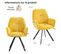 Lot De 2 Chaises Salle à Manger Pivotant Sur 360° Fauteuil Rembourré En Velours Jaune 60x62x87.5cm