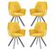 Lot De 4 Chaises Salle À Manger Pivotant Sur 360° Fauteuil Rembourré En Velours Jaune 60x62x87.5cm