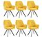 Lot De 6 Chaises Salle À Manger Pivotant Sur 360° Fauteuil En Velours, Jaune, 60x62x87.5cm