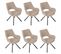 Lot De 6 Chaises De Salle à Manger Scandinaves Avec Accoudoirs Tissu Pieds En Métal, Beige