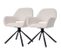 Chaise de Salle à Manger Rotative, Set de 2, Blanc, avec Accoudoirs