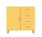 Malibu - Buffet Vintage 1 Porte 4 Tiroirs L98cm - Couleur - Jaune